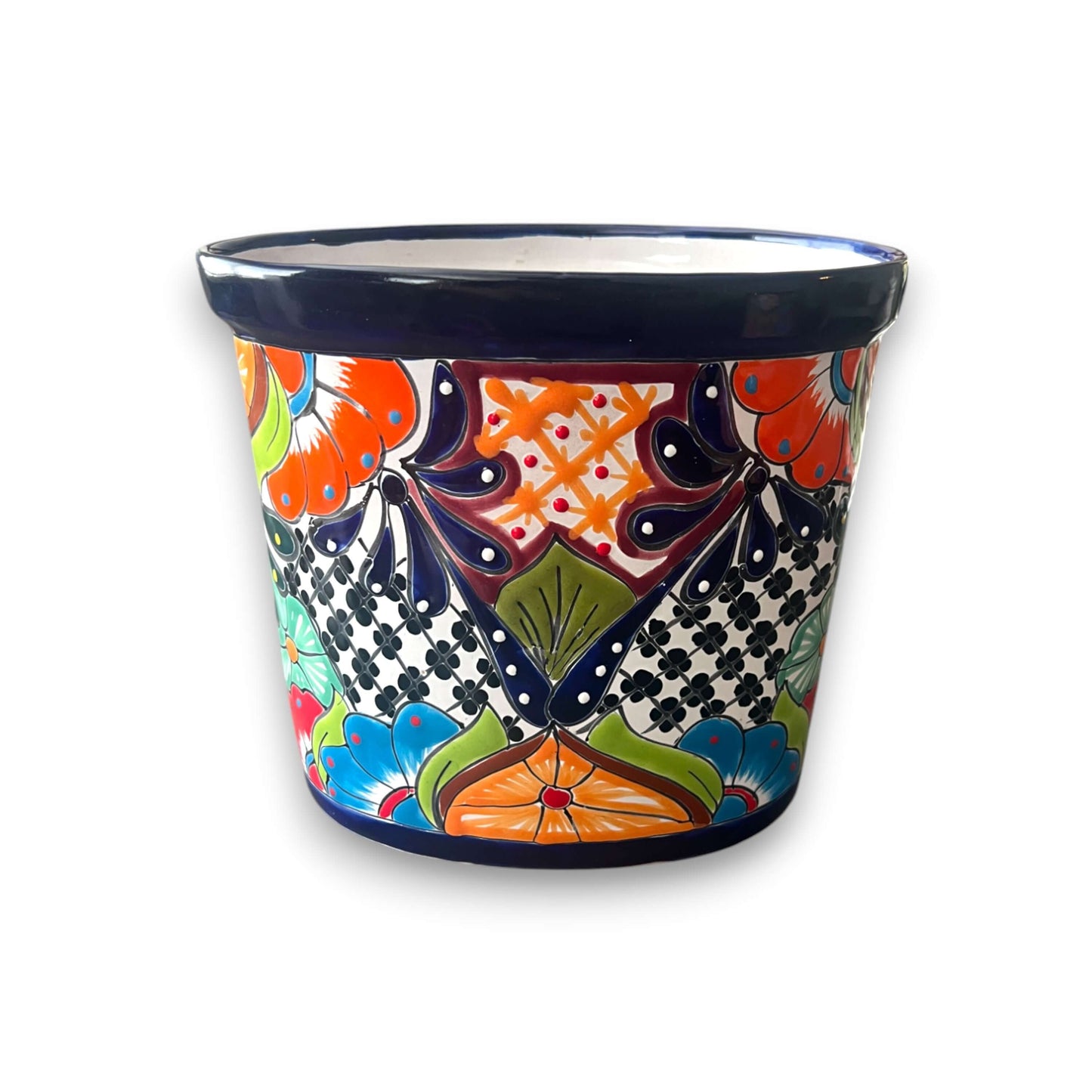 Colorful Talavera Trash Can | Handmade Mexican Waste Bin