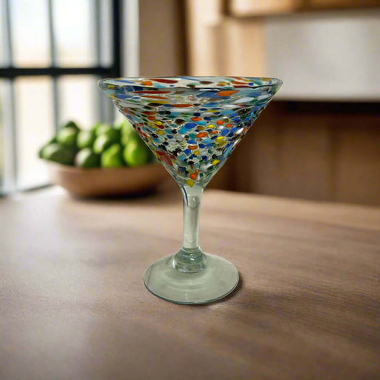 Confetti Pebbled Martini Glass | Hand-Blown Mexican Barware
