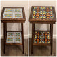 Customizable Mexican End Table | Talavera Tile Wood Side Table