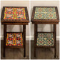Customizable Mexican End Table | Talavera Tile Wood Side Table