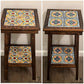 Customizable Mexican End Table | Talavera Tile Wood Side Table