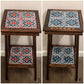 Customizable Mexican End Table | Talavera Tile Wood Side Table