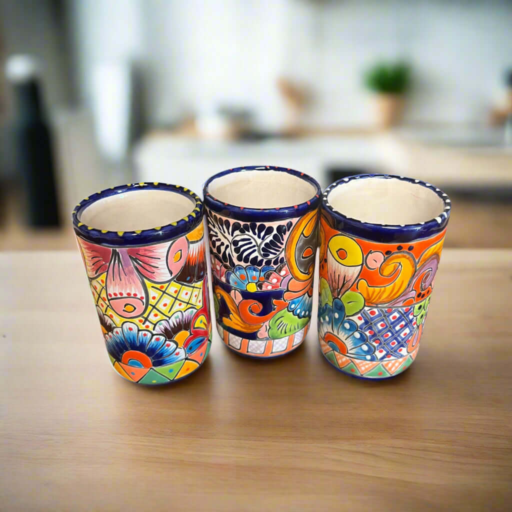 Talavera Tumbler Cup | Hand-Painted Mexican Ceramic Glass