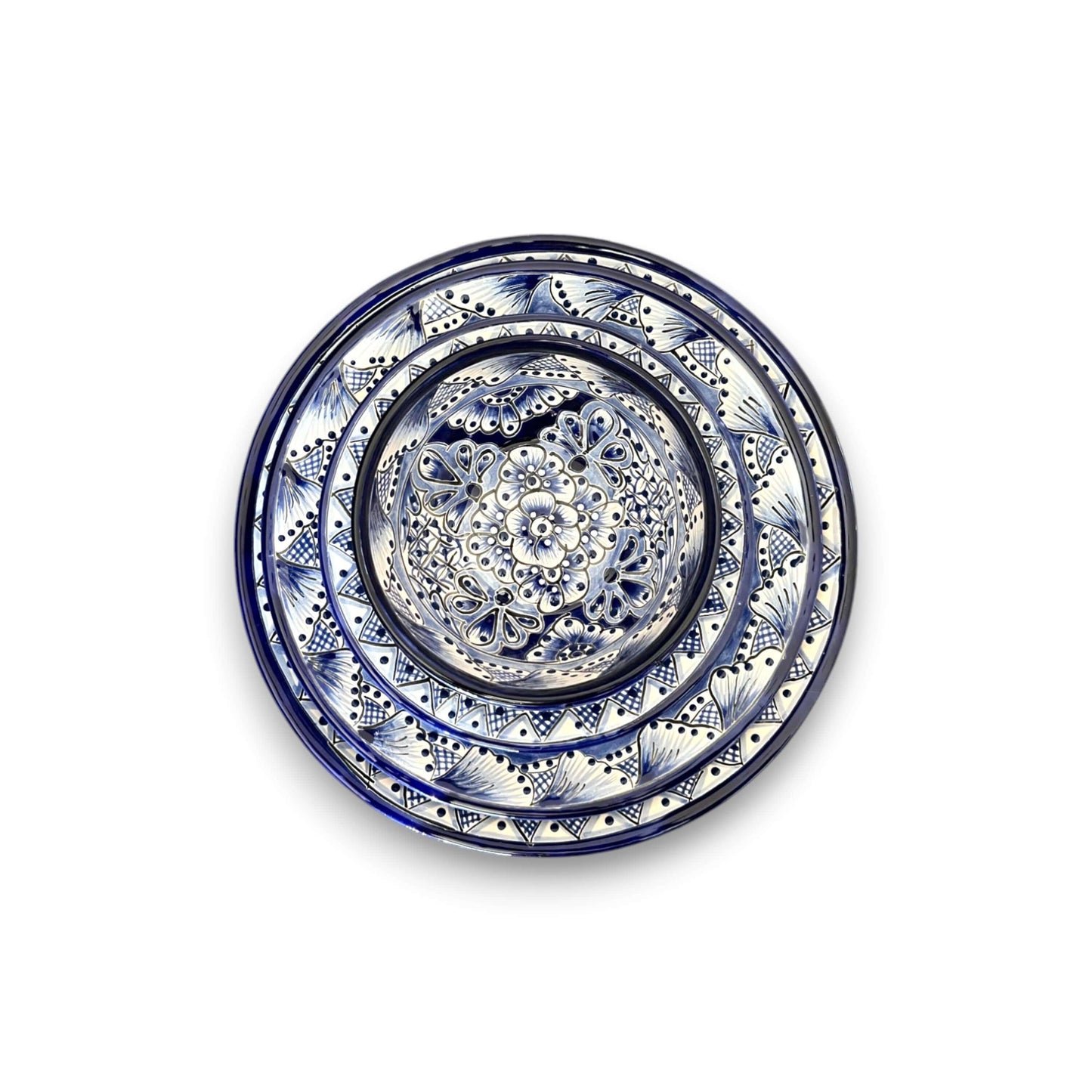 Talavera Dinnerware Set | 20-Piece Blue & White Tableware for 4