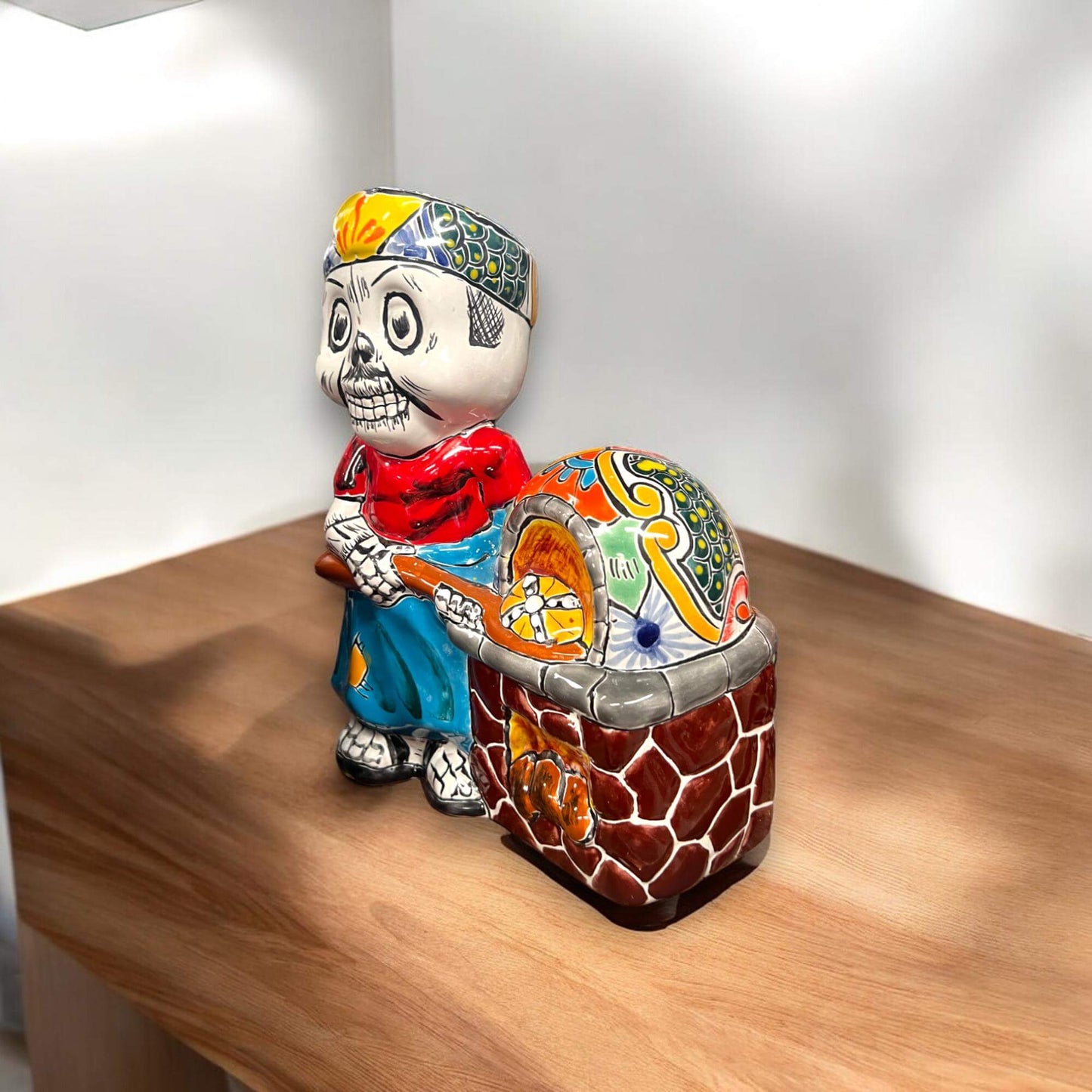 Talavera Skeleton Cook | 8" Day of the Dead Chef Figurine with Oven