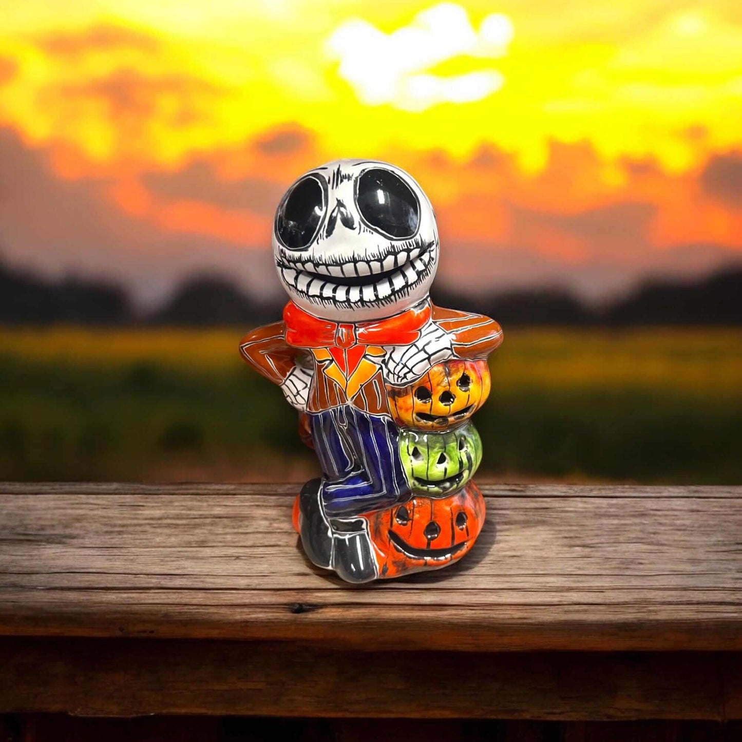 Handcrafted Talavera Skeleton Statue | Vibrant Day of the Dead Calavera Decor