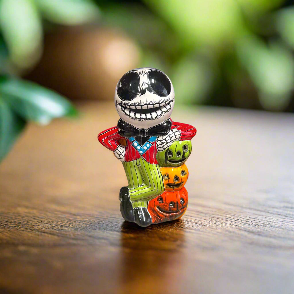 Handcrafted Talavera Skeleton Statue | Vibrant Day of the Dead Calavera Decor
