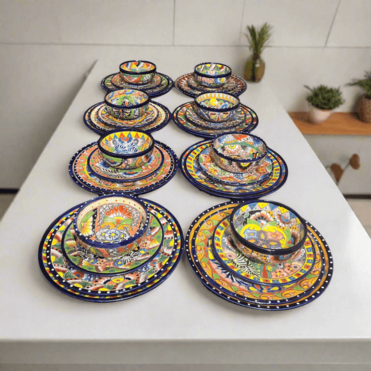 Handmade Talavera 32-Piece Dinnerware Set | Mexican Pottery for 8