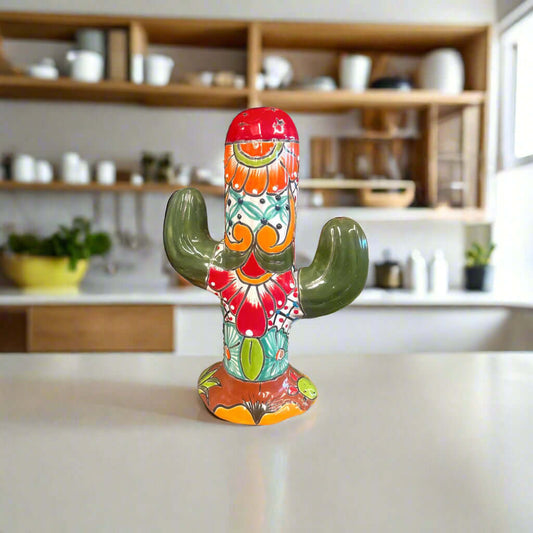 Colorful Talavera Cactus Sculpture | Mexican Ceramic Decor