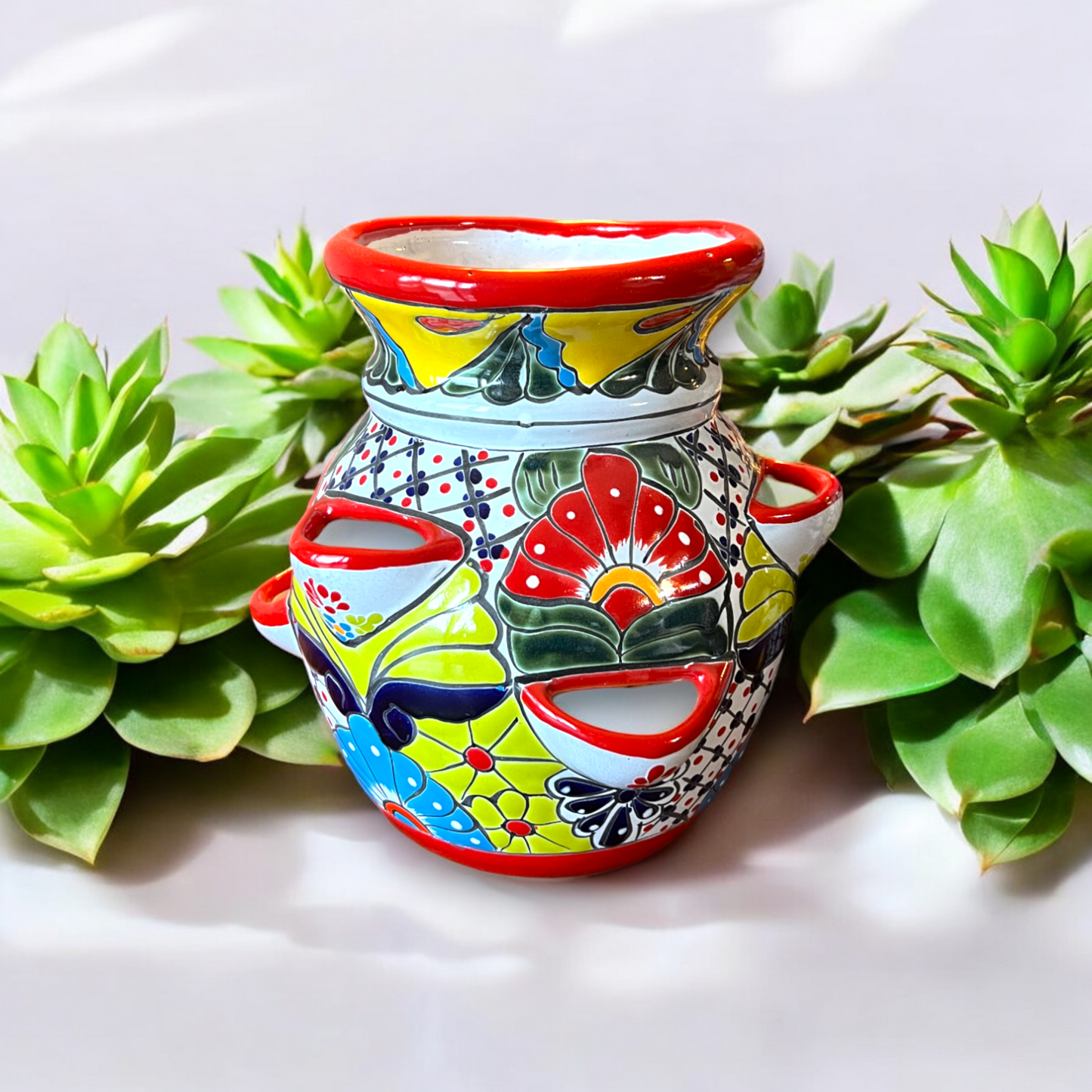 Handmade Talavera Strawberry Planter | Colorful Mexican Pottery
