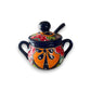 Colorful Talavera Sugar Jar with Spoon | Mexican Pottery Art