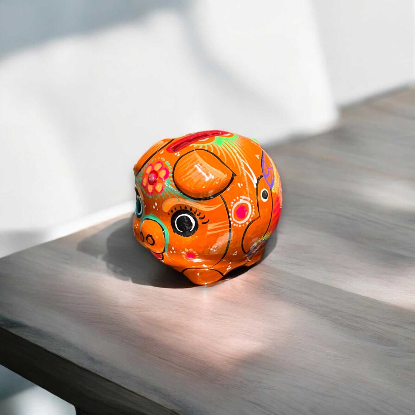 Handmade Guerrero Piggy Bank | Mexican Painted Ceramic Coin Bank (Small)