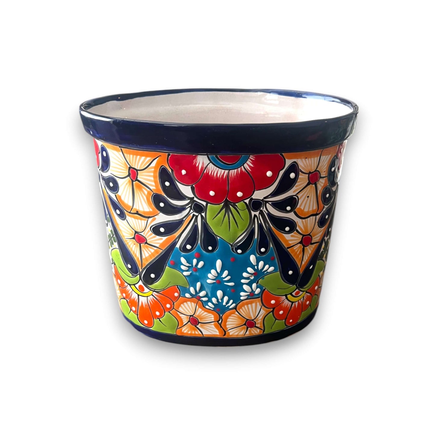 Colorful Talavera Trash Can | Handmade Mexican Waste Bin