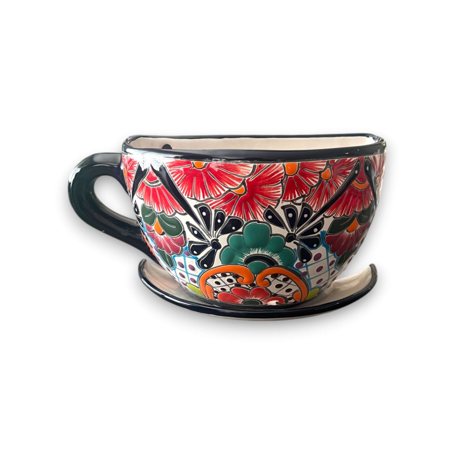 Talavera Coffee Cup Planter | Hand-Painted Mexican Wall Pot