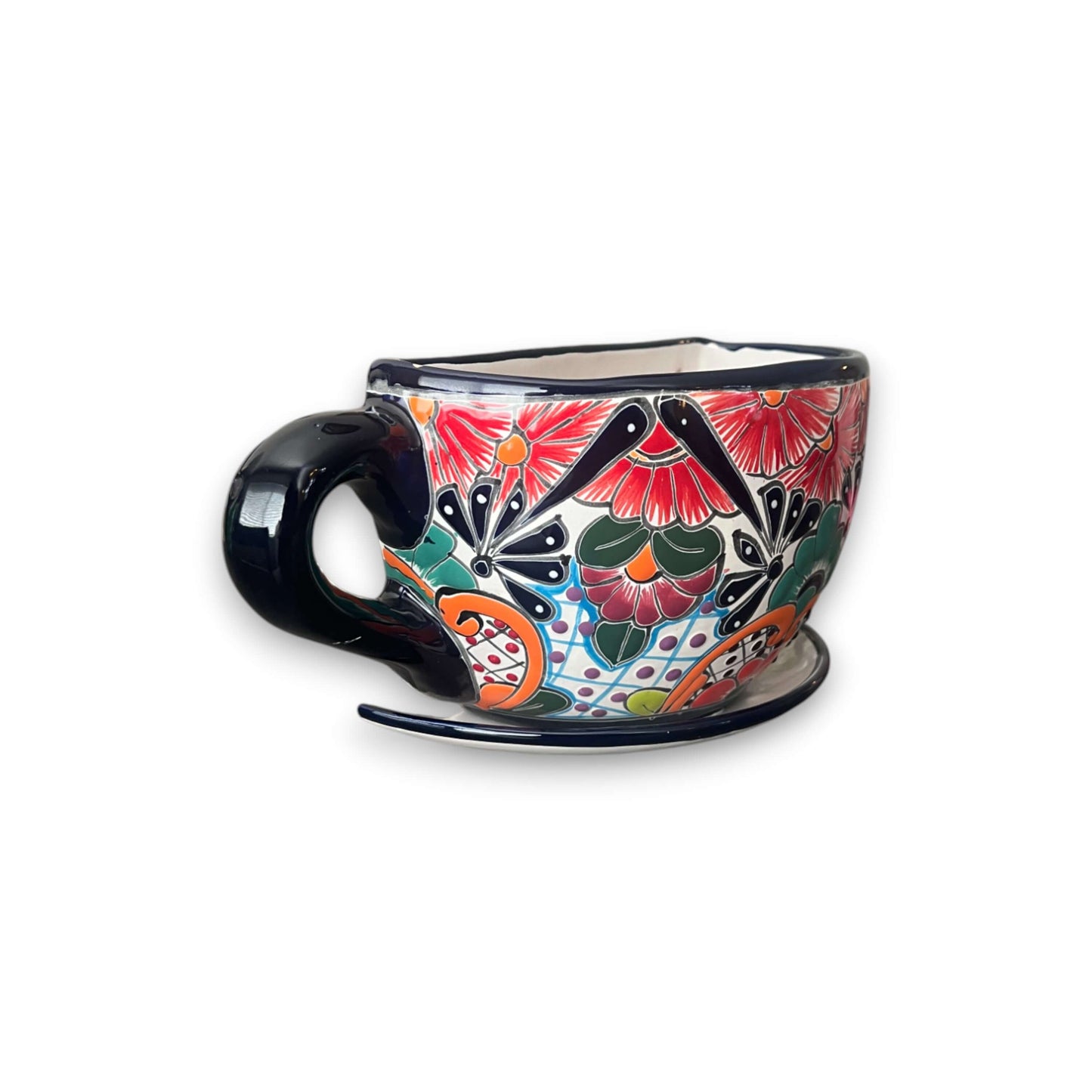 Talavera Coffee Cup Planter | Hand-Painted Mexican Wall Pot