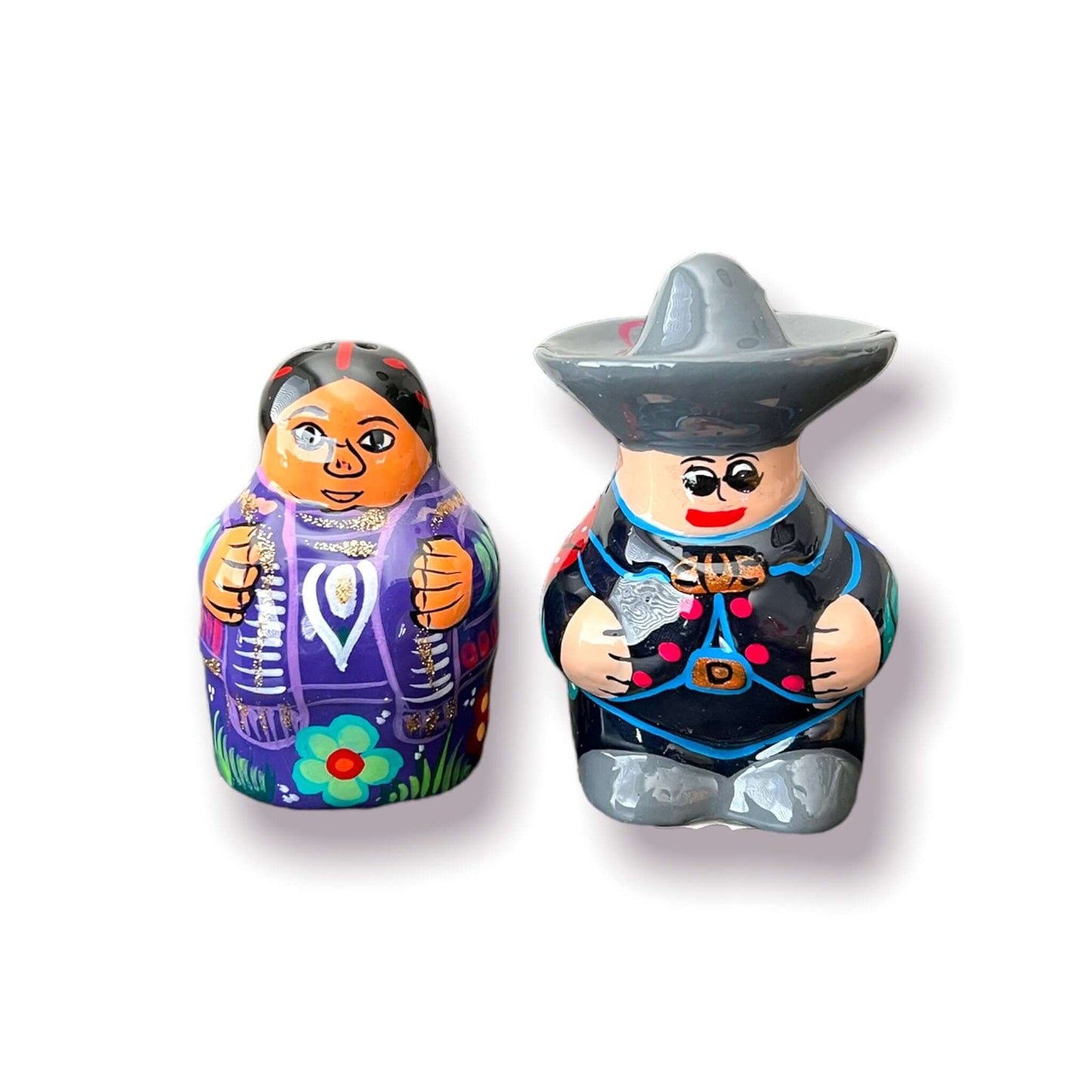 Set of 2 Guerrero Salt and Pepper Shakers | Hand-Painted Couple