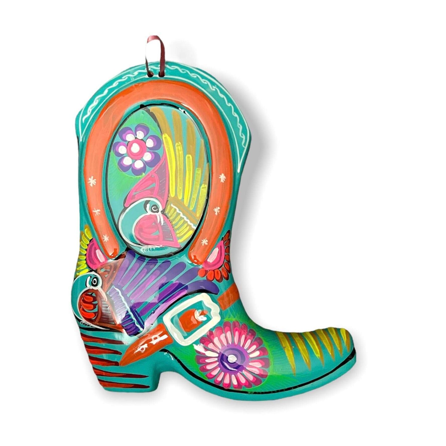 Guerrero Cowboy Boot Wall Art | Mexican Hand-Painted Pottery Decor