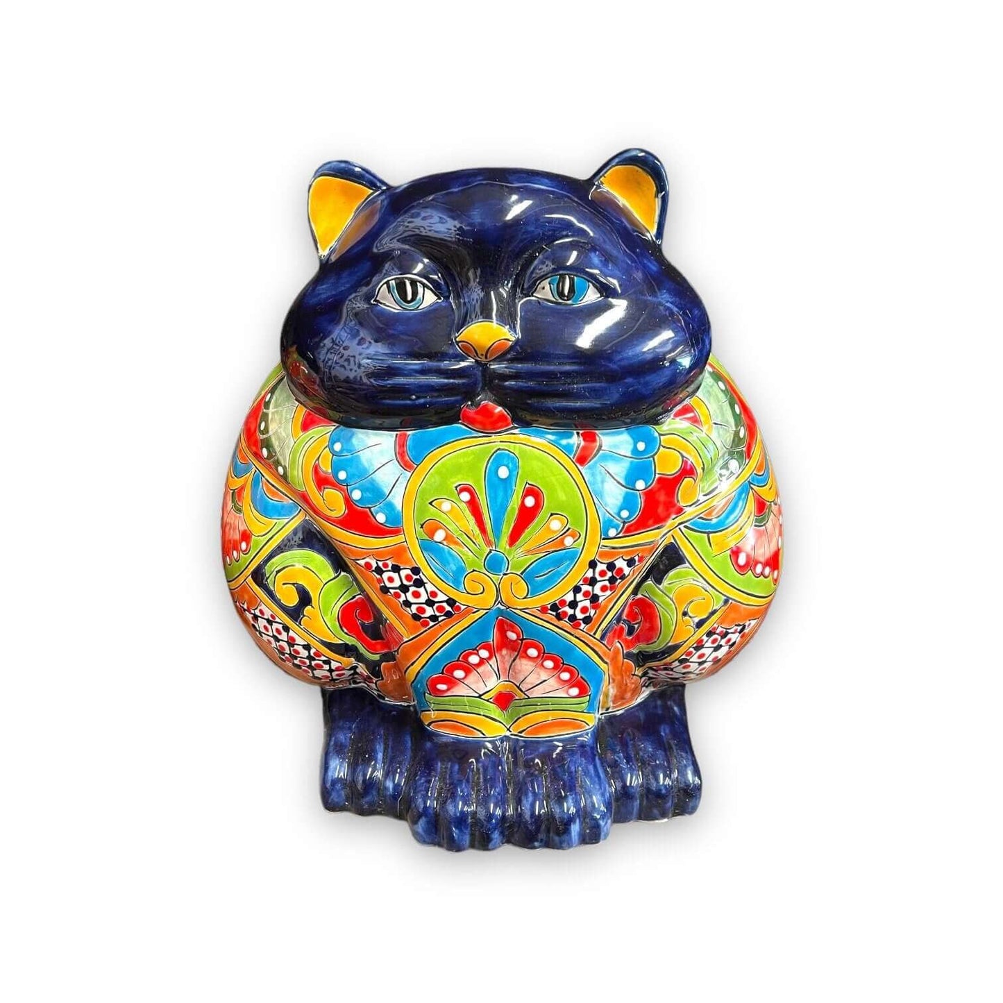 Fat Cat Talavera Planter | Handmade Mexican Pottery