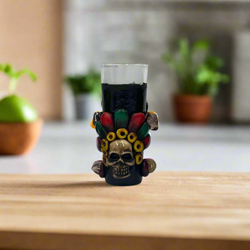 Handcrafted Mexican Shot Glass | Aztec Warrior Design