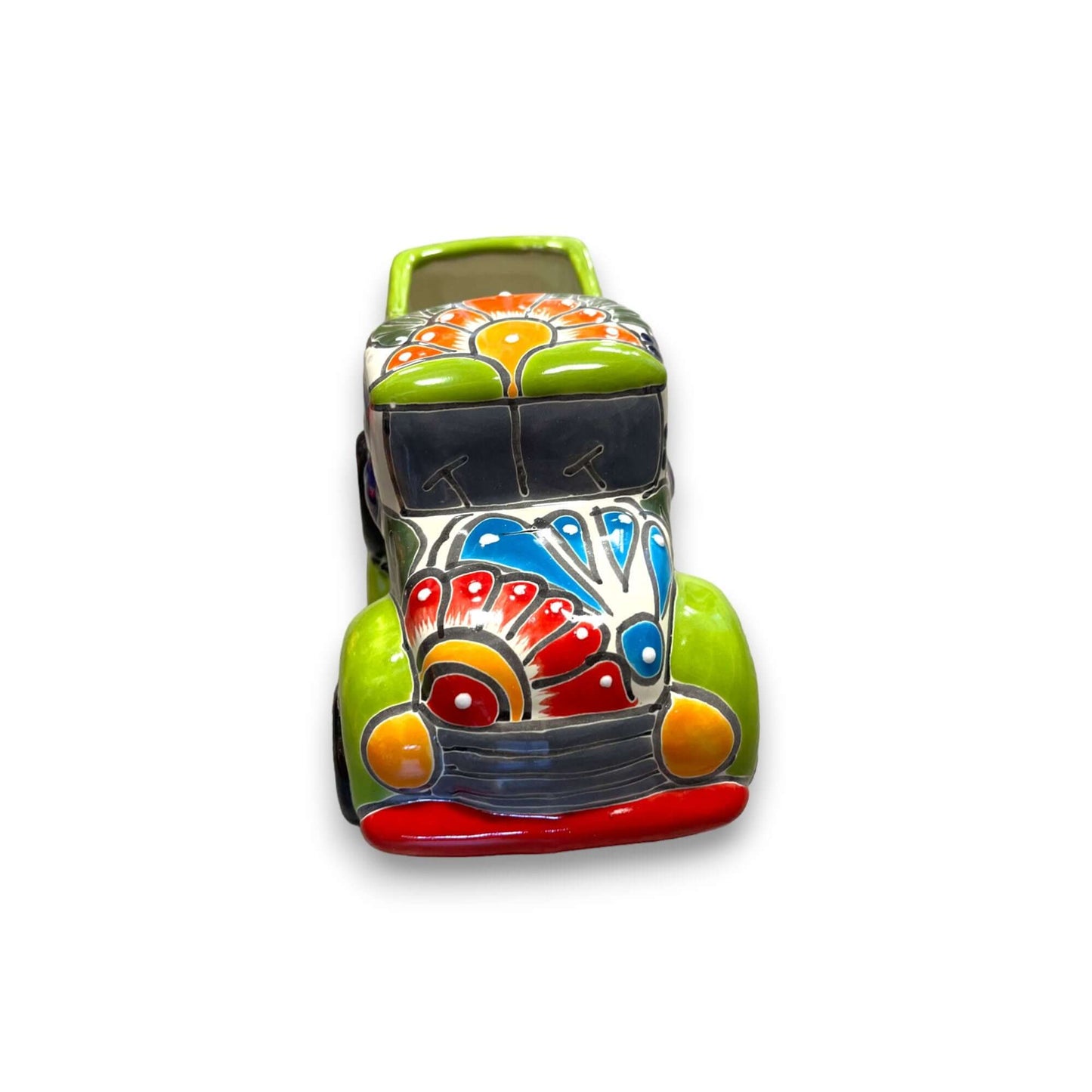 Hand-Painted Talavera Car Planter | Colorful Ceramic Car Statue (Small)