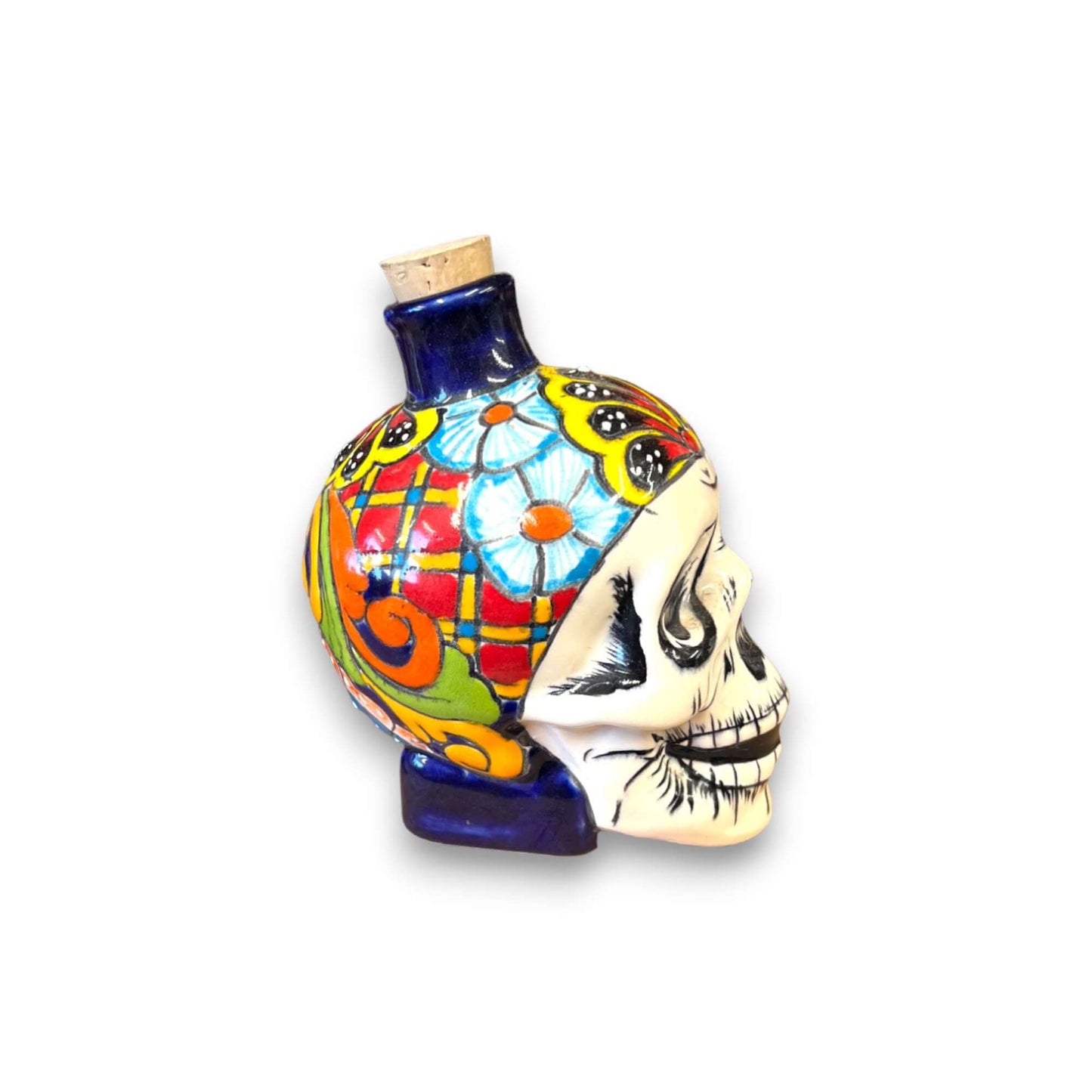 Talavera Skull Decanter | Small Day of the Dead Ceramic Bottle