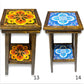 Square Talavera Tile End Table | Handmade Mexican Wood Accent Table