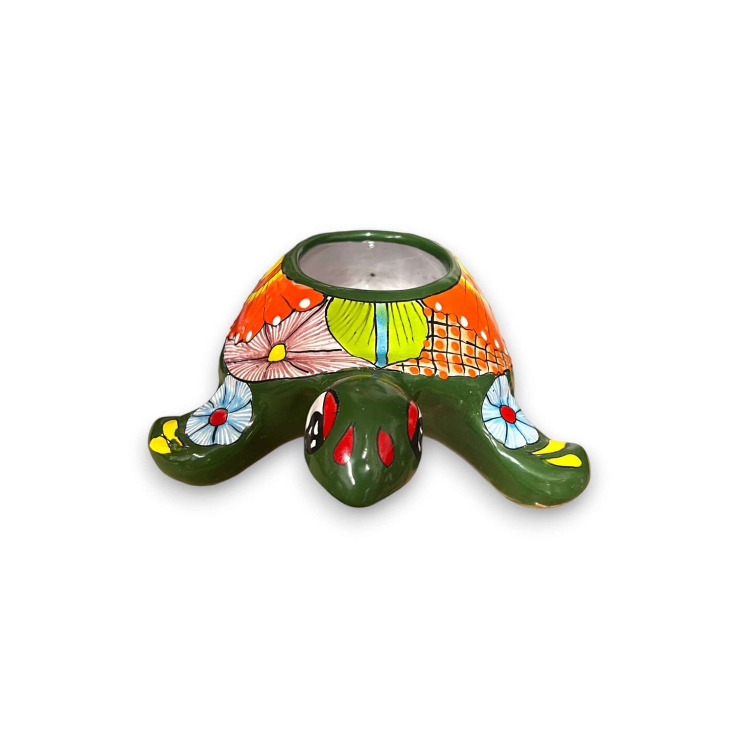 Small Talavera Sea Turtle Planter | Hand-Painted Mexican Turtle Pottery