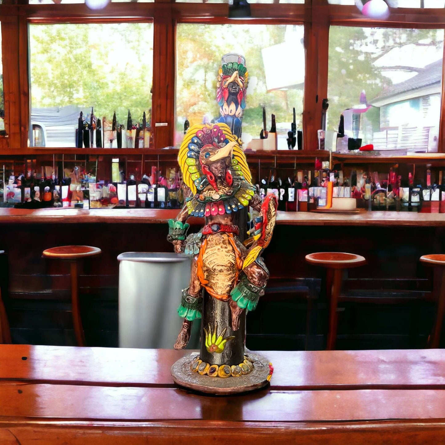 Unique Handcrafted Aztec Warrior Decanter | Authentic Cultural Artwork