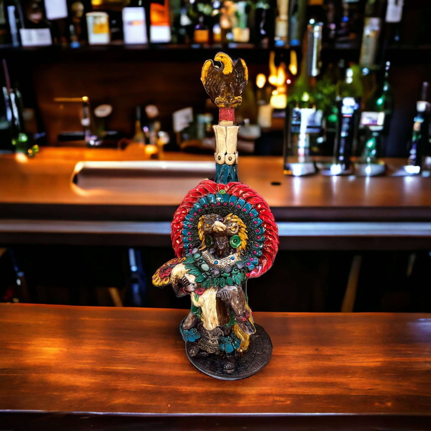 Unique Handcrafted Aztec Warrior Decanter | Authentic Cultural Artwork