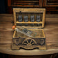 Mexican Shot Glass & Decanter Set | Rustic Wood Chest