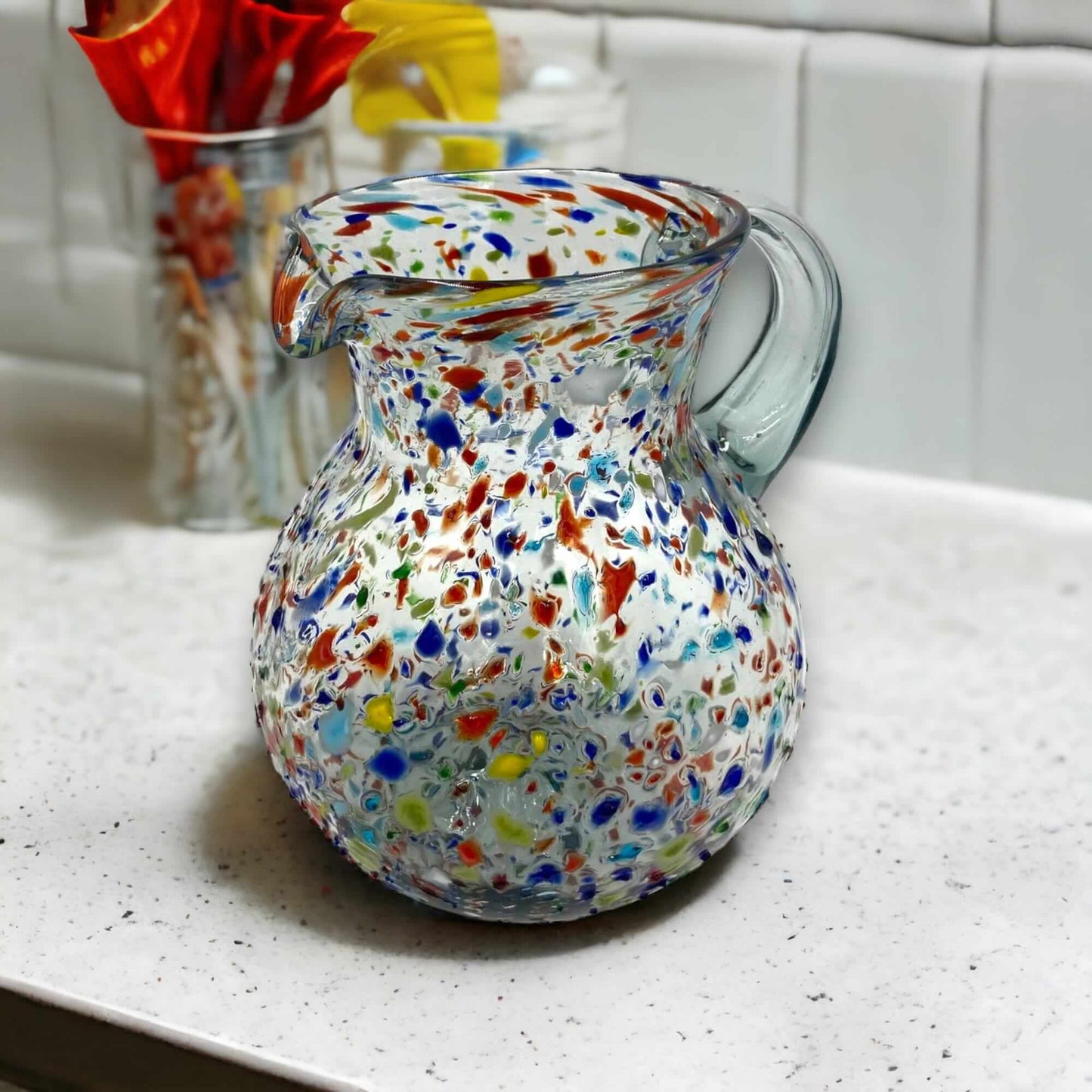 Confetti Glass Pitcher | Hand-Blown Mexican Rock Jug