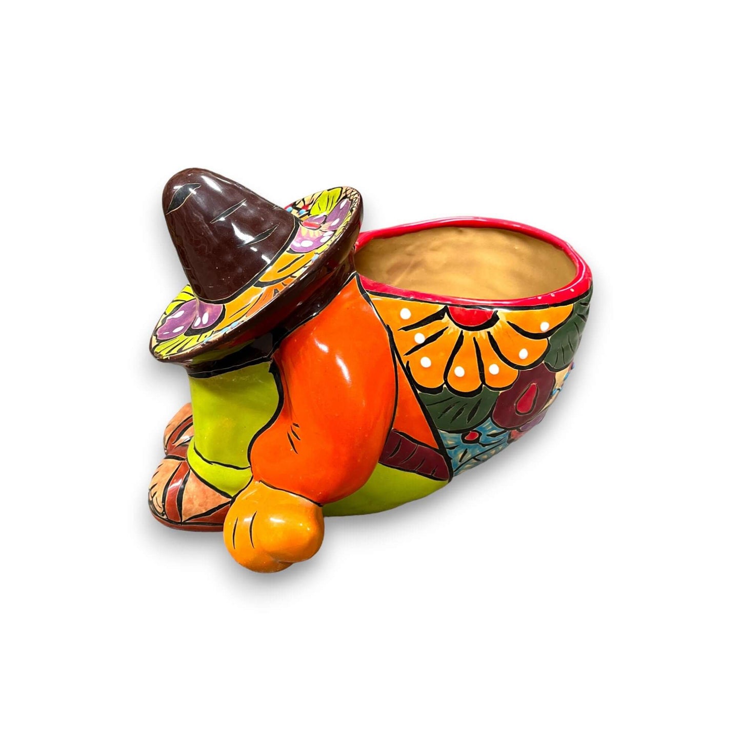 Colorful Talavera Panchito Planter | Mexican Sleeping Man Pottery