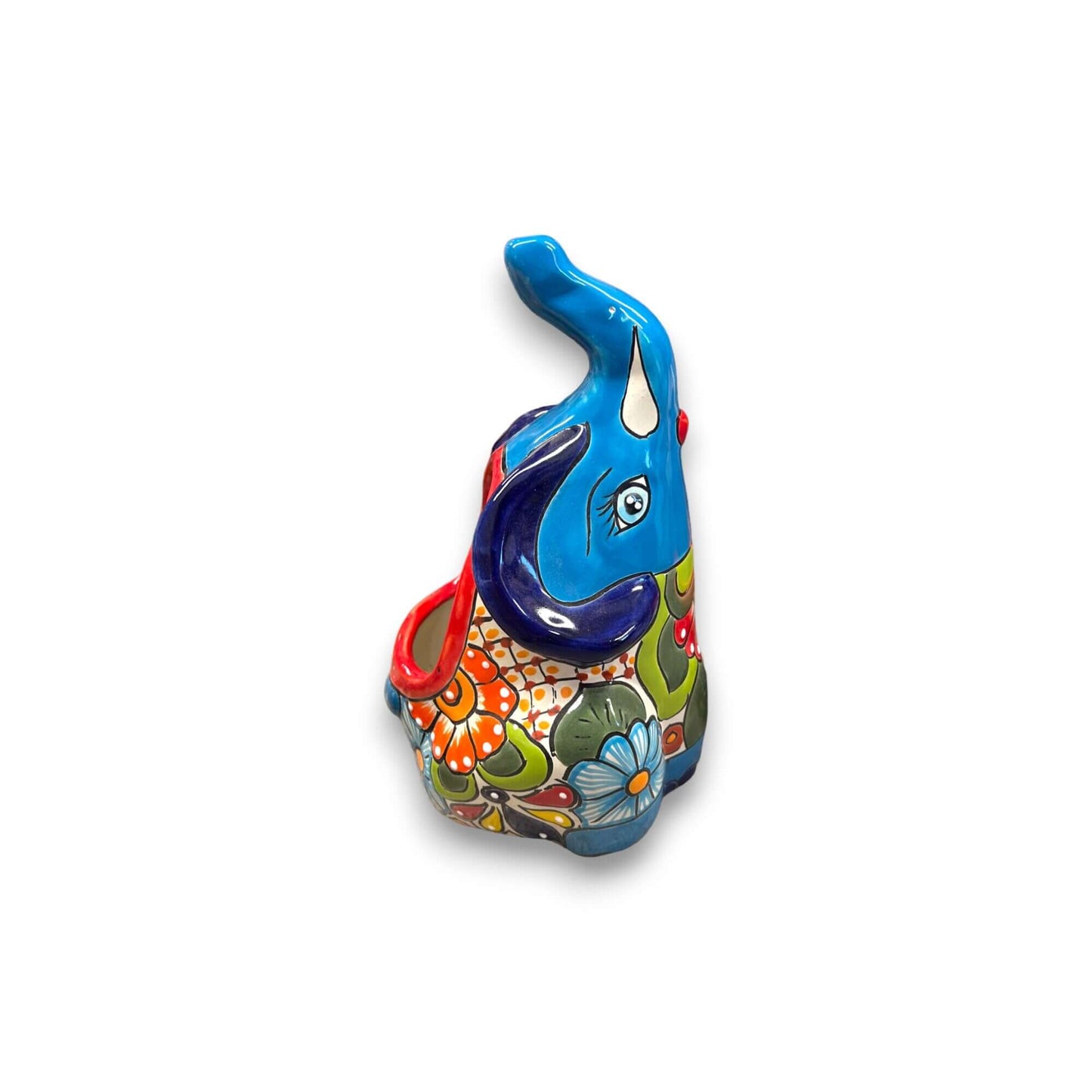 Handmade Talavera Elephant Planter | Colorful Medium Animal Art