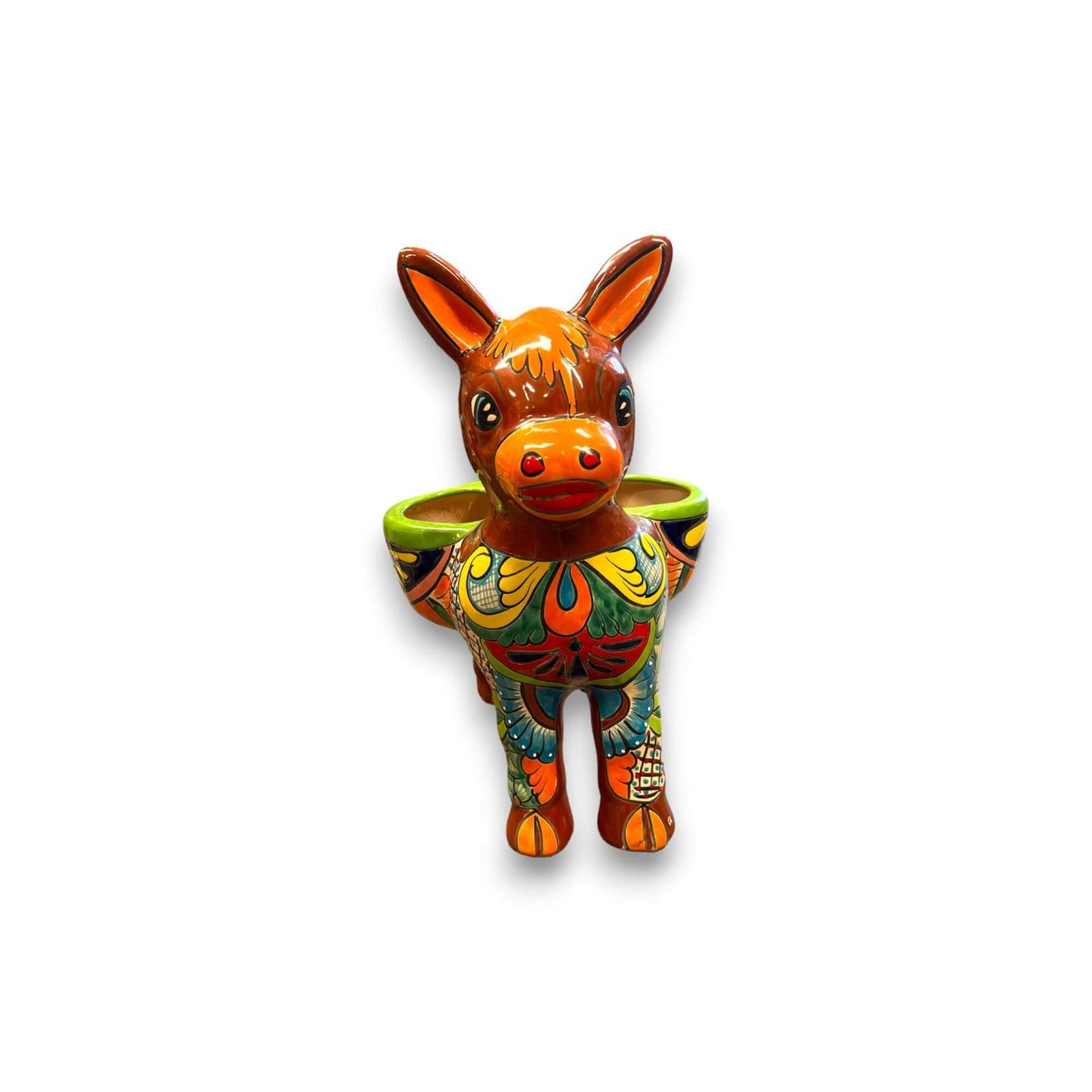Large Talavera Donkey Planter | Hand-Painted Ceramic Burro