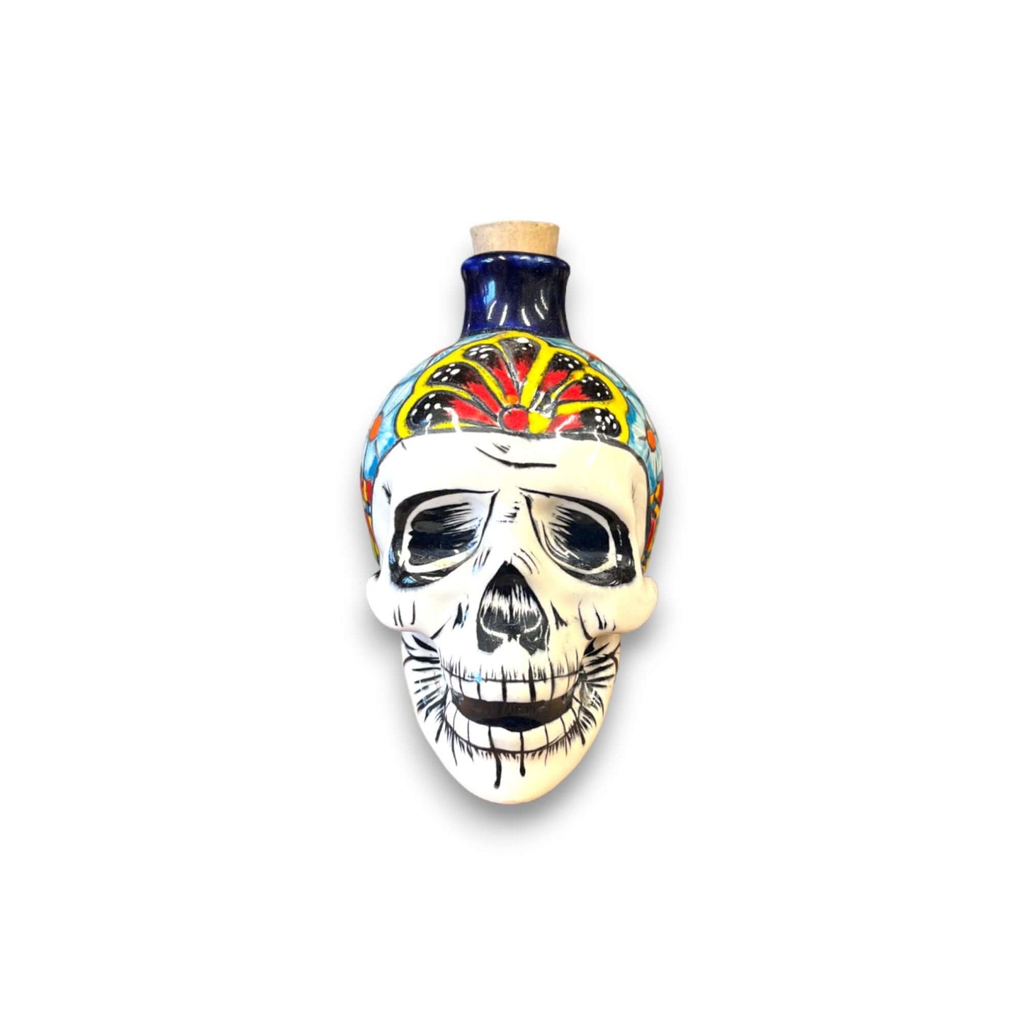Talavera Skull Decanter | Small Day of the Dead Ceramic Bottle