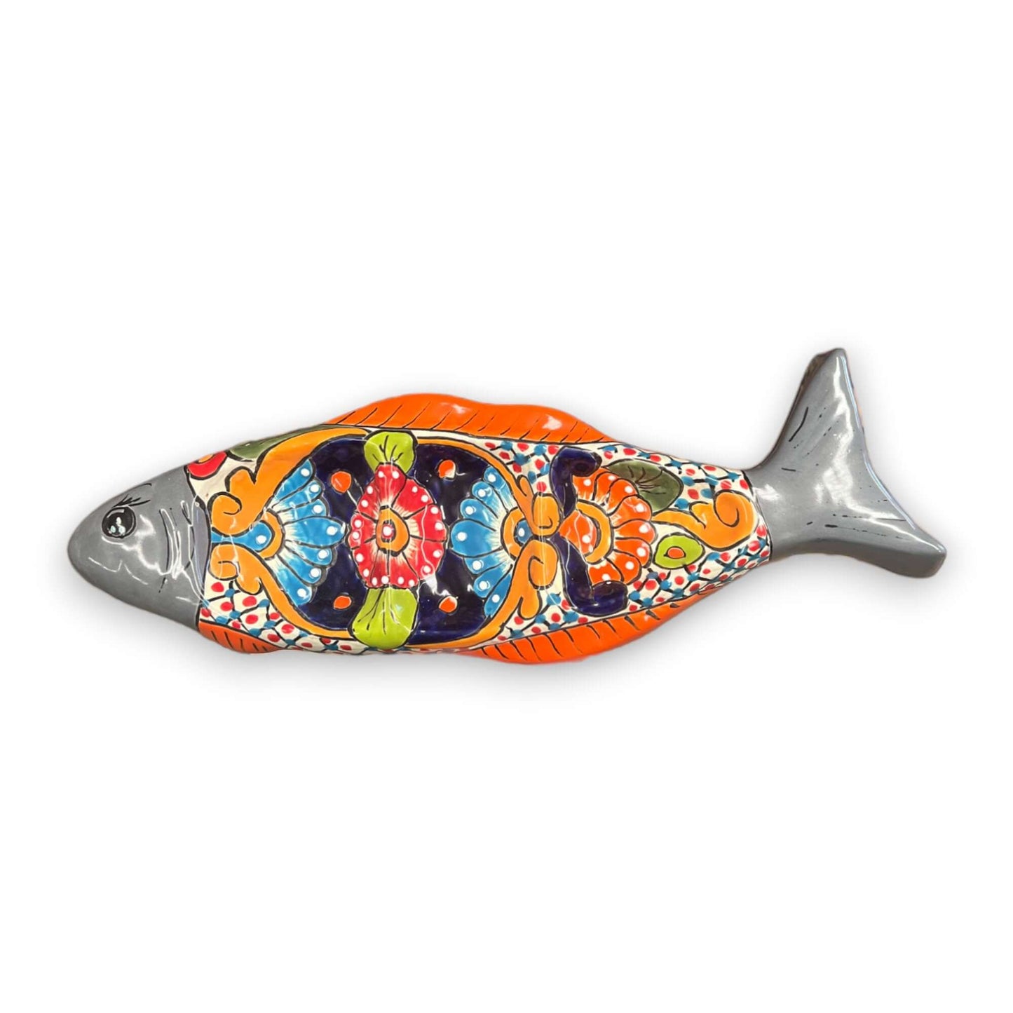 Handmade Talavera Fish Sectional | Large Colorful Serving Tray