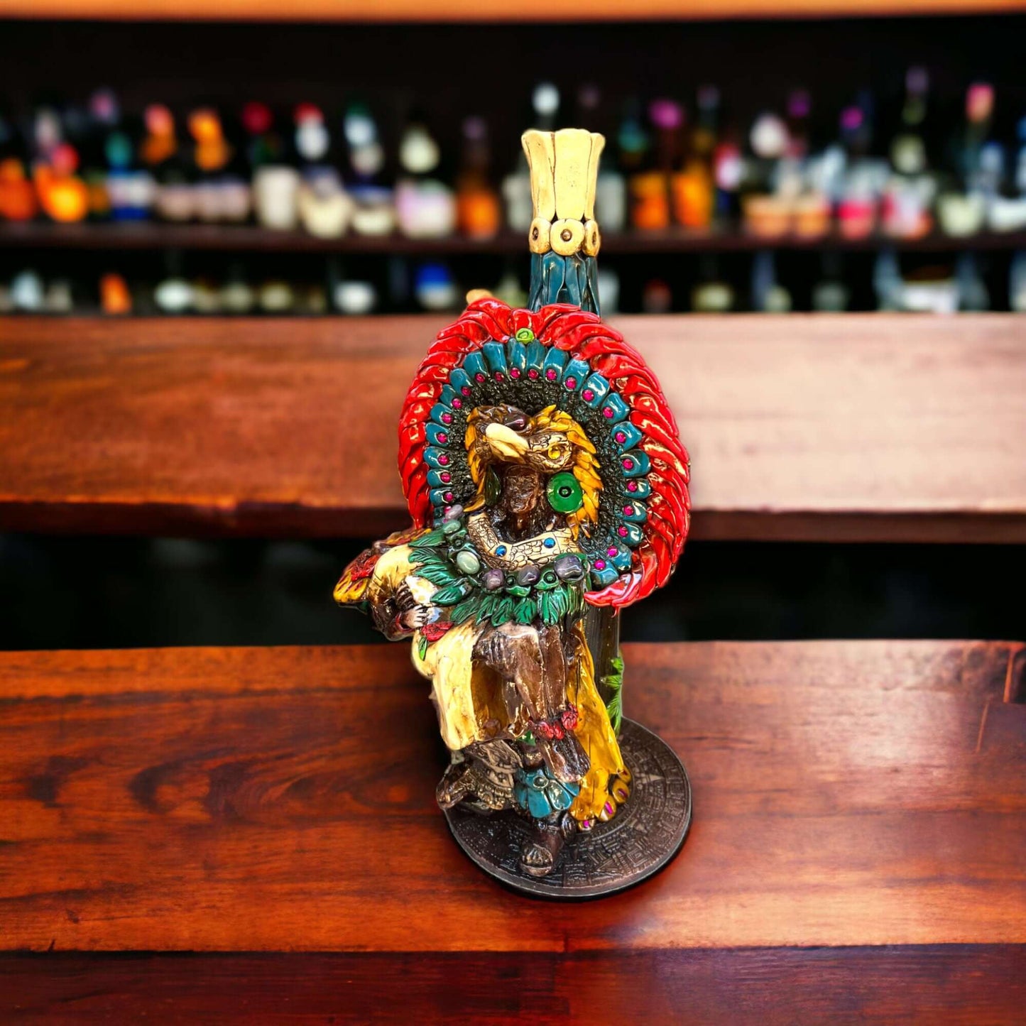 Unique Handcrafted Aztec Warrior Decanter | Authentic Cultural Artwork