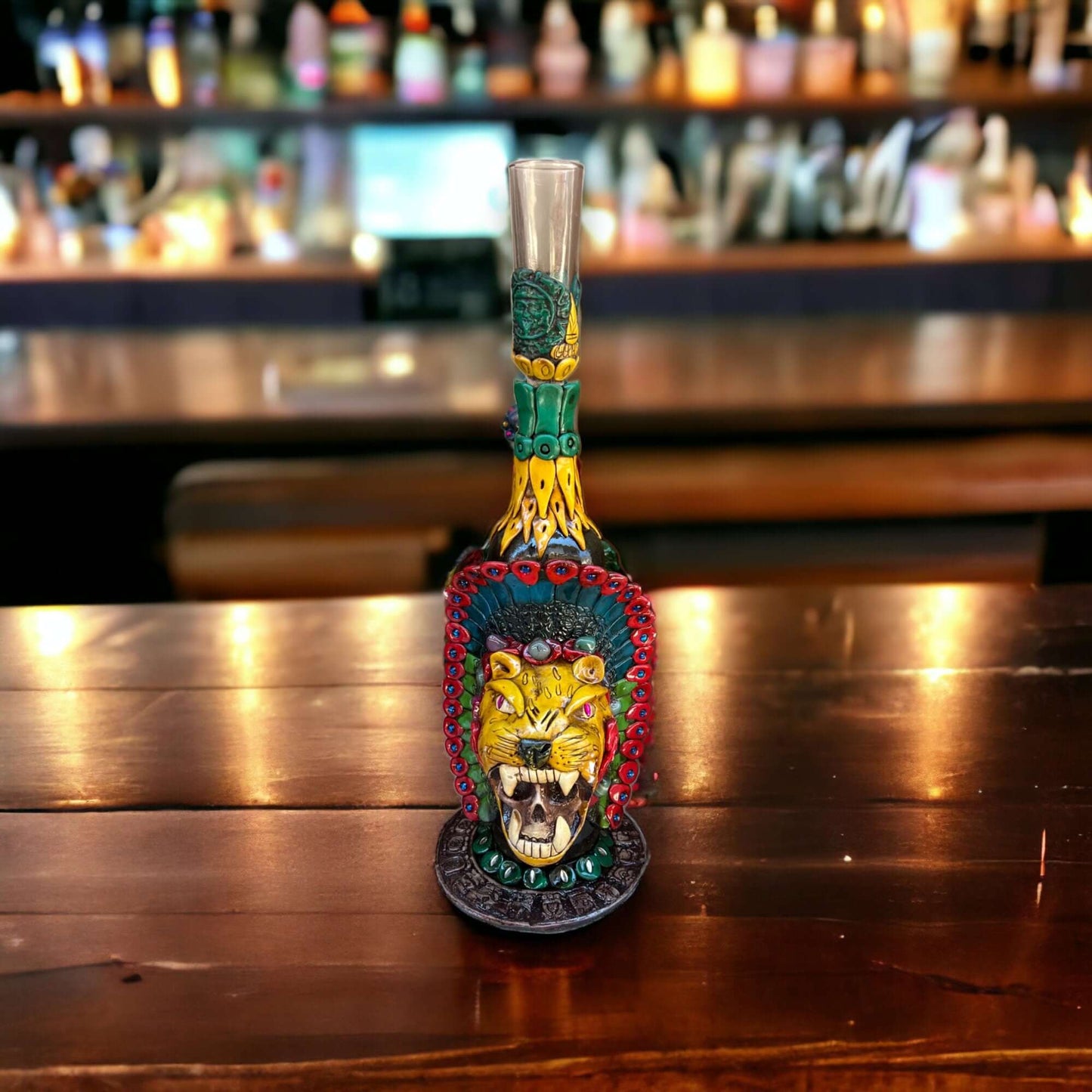 Unique Handcrafted Aztec Warrior Decanter | Authentic Cultural Artwork