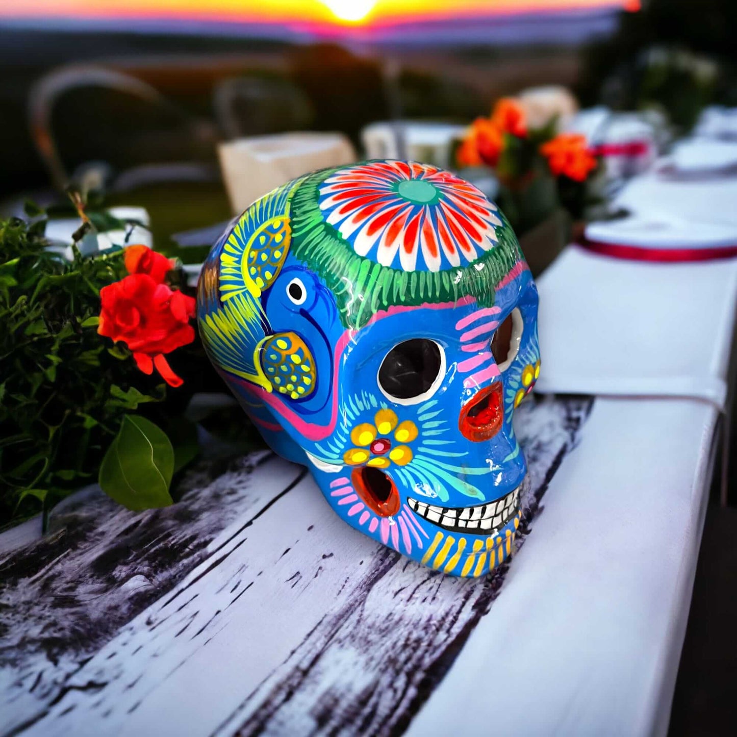 Guerrero Calavera Skull | Large Hand-Painted Day of the Dead Art
