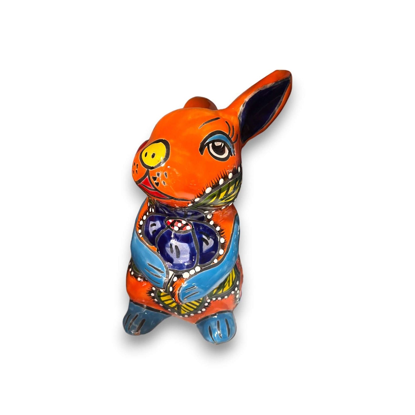 Talavera Bunny Statue | Colorful Hand-Painted Mexican Rabbit Decor