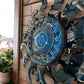 Giant Sun Wall Art with Light Fixture | Handmade Mexican Metalwork