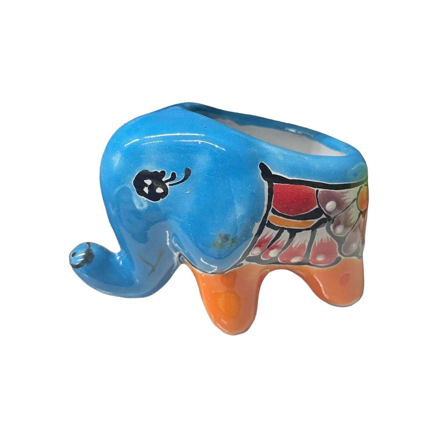 Talavera Elephant Planter | Colorful Hand-Painted Ceramic Animal Pot
