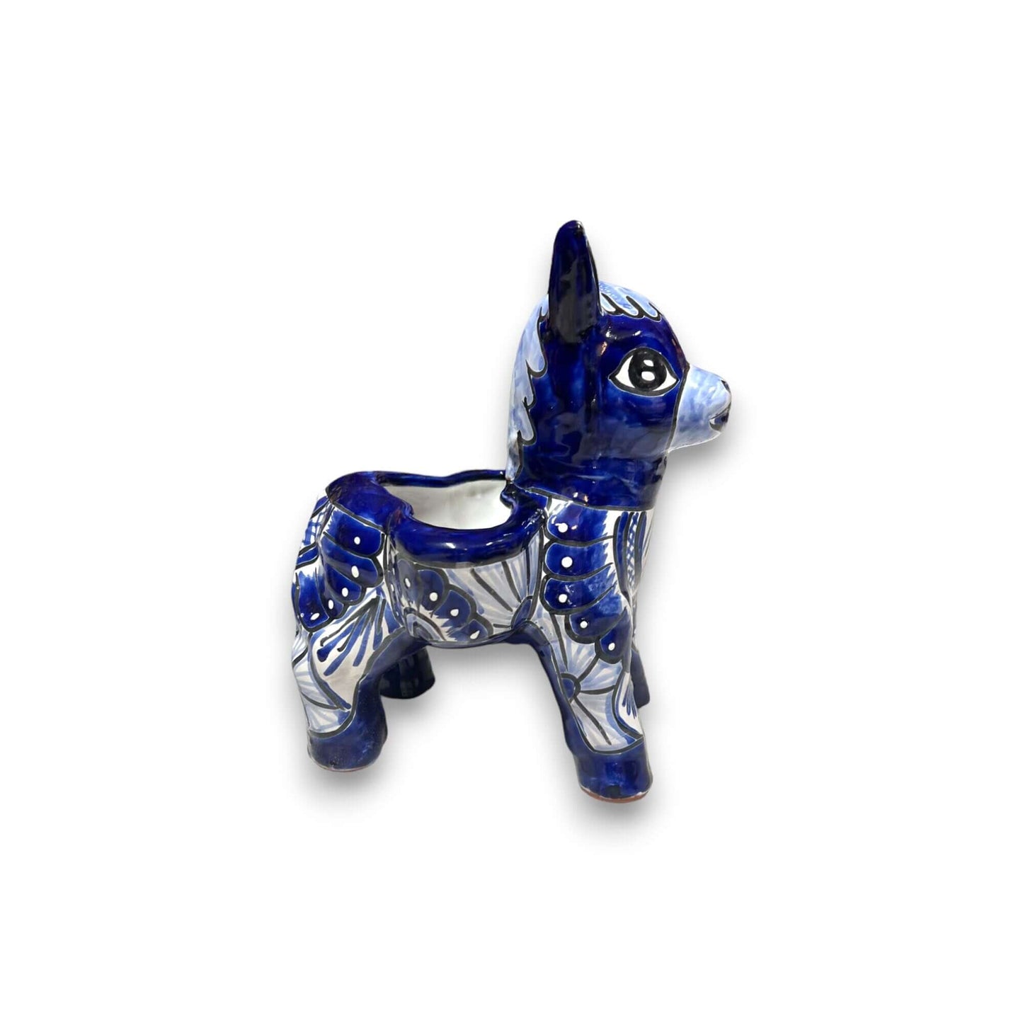 Blue & White Talavera Burro Planter | Handcrafted Mexican Donkey