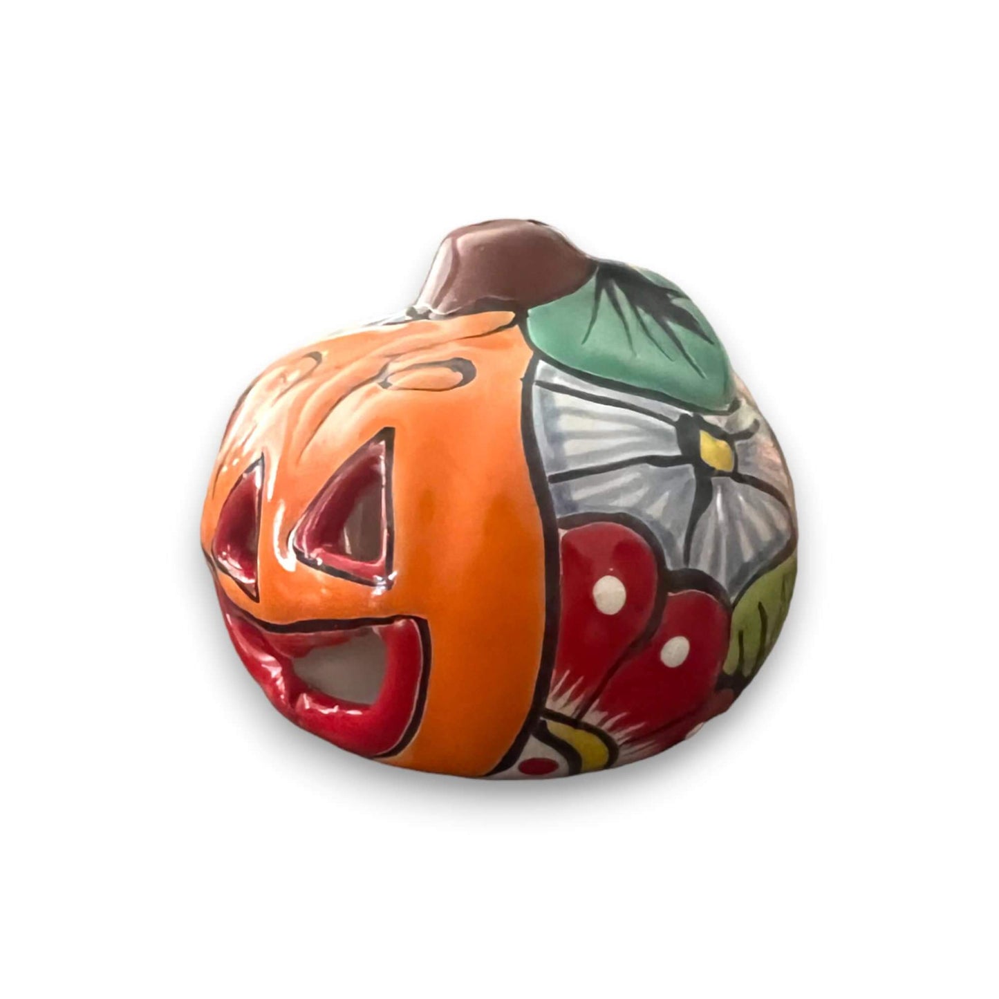 Mini Talavera Pumpkin | Handcrafted Mexican Jack-O'-Lantern