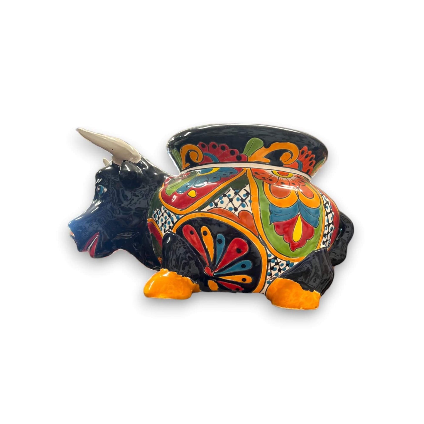 Talavera Bull Planter | Vibrant Mexican Ceramic Pottery