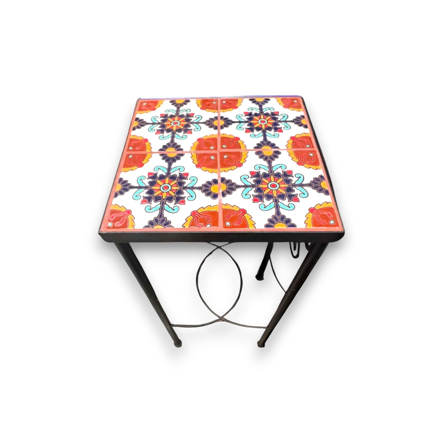Custom Talavera Tile Accent Table | Handmade Mexican End Table