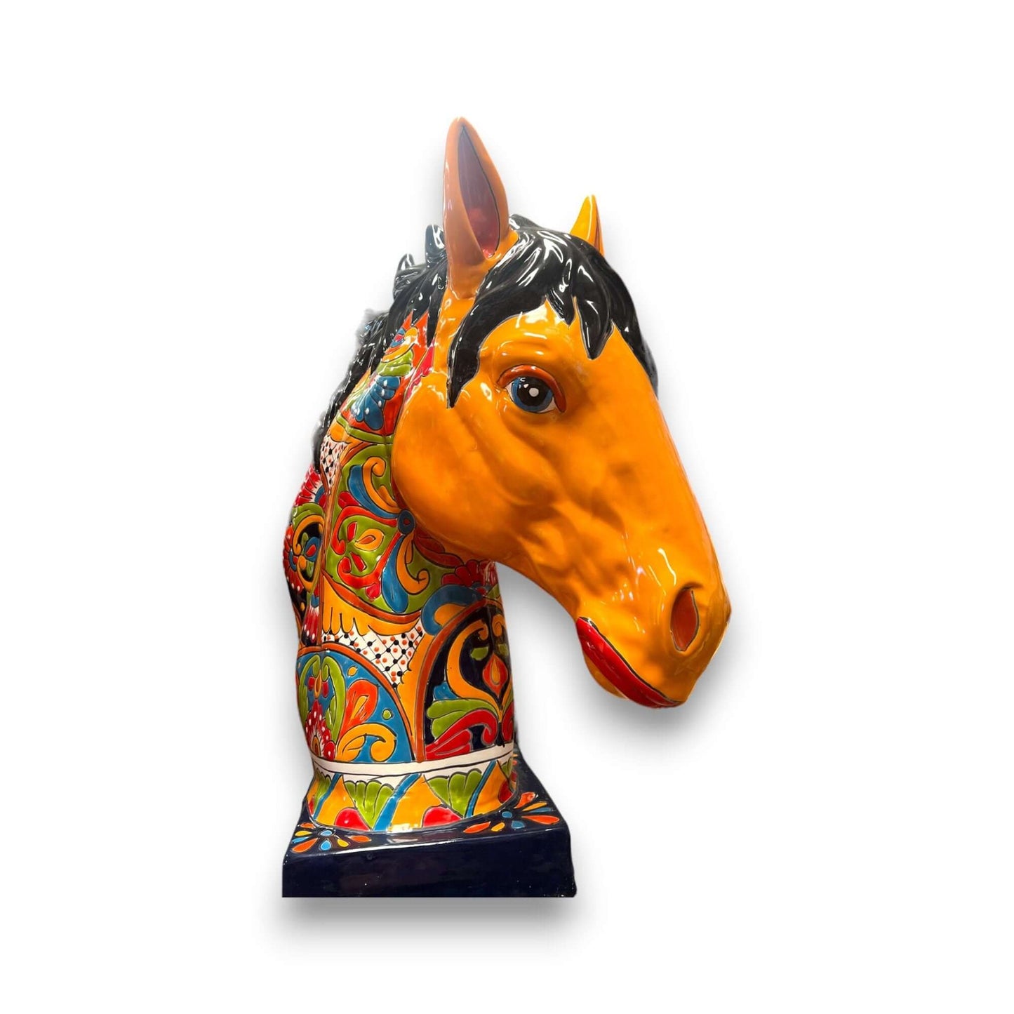 XL Talavera Horse Head Statue | Colorful Handmade Mexican Pottery
