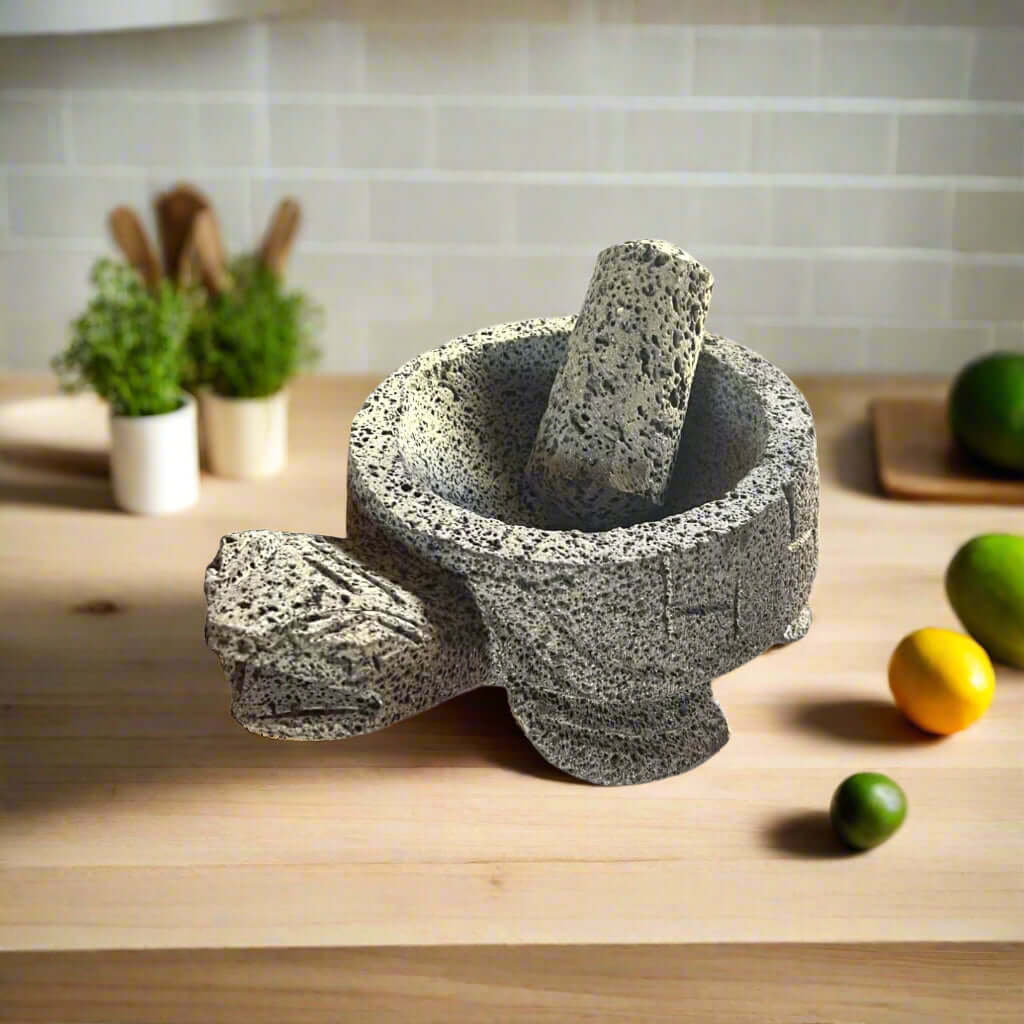 Sea Turtle Stone Mortar & Pestle | Handcrafted Molcajete