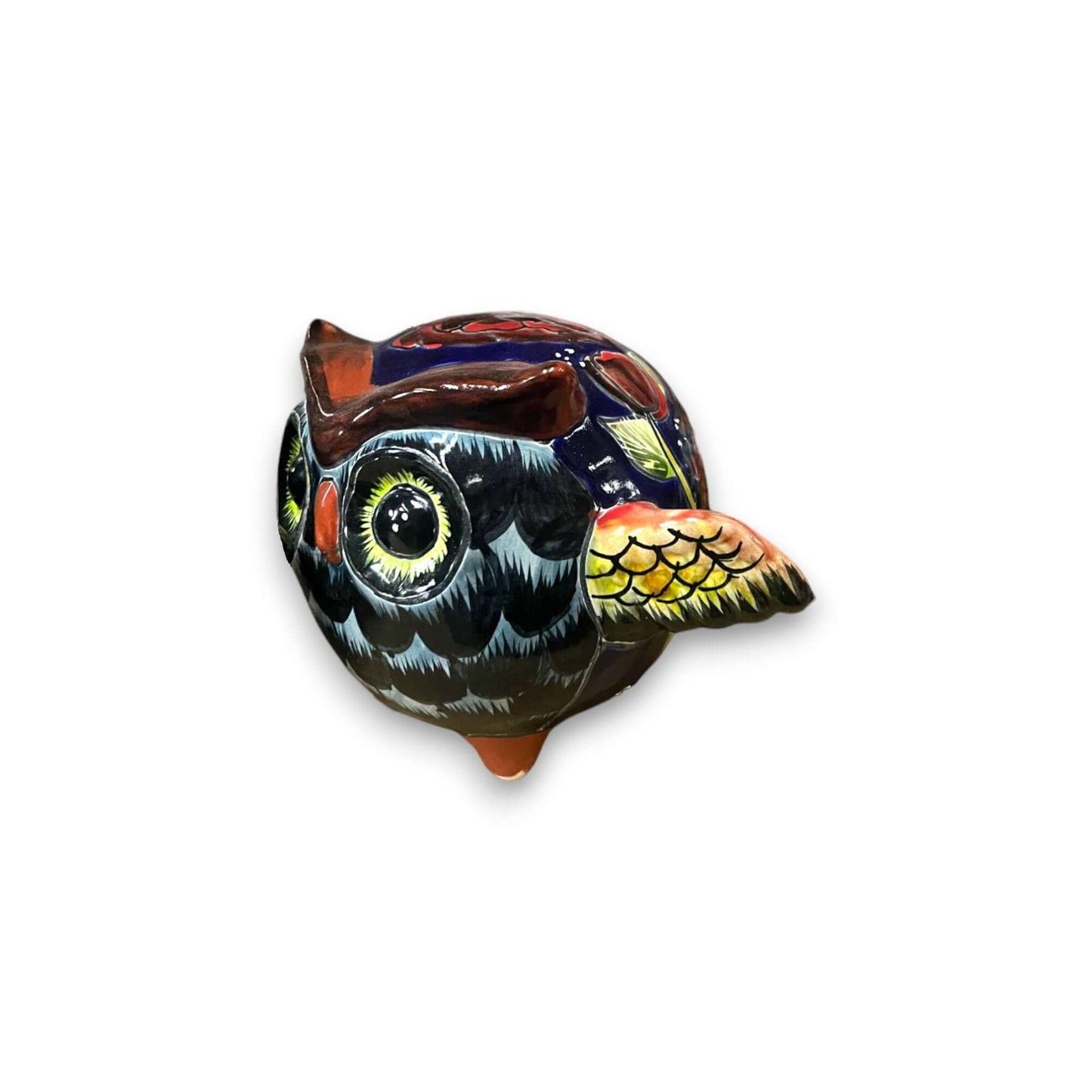 Talavera Owl Statue | Hand-Painted Mexican Ceramic Bird Figurine