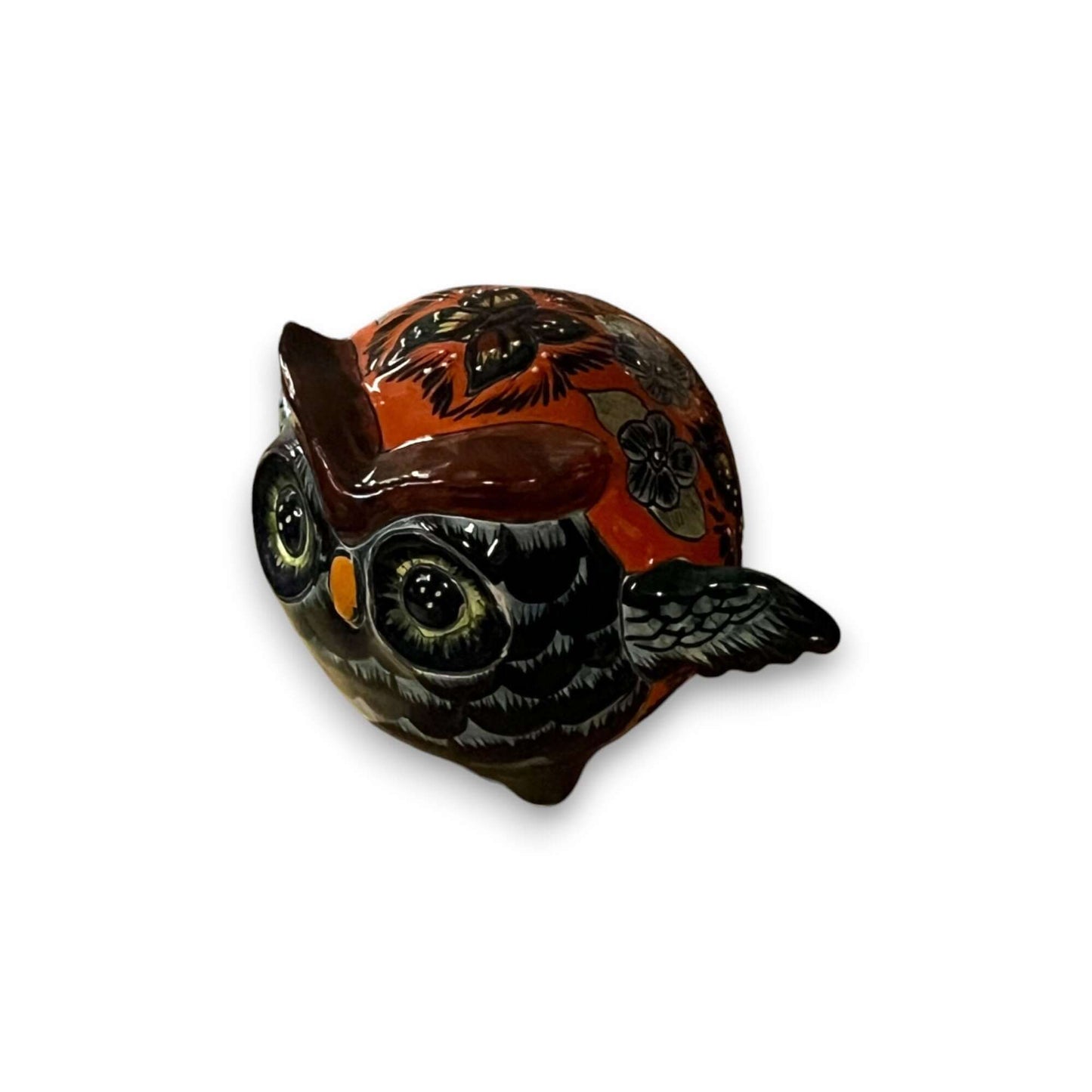 Talavera Owl Statue | Hand-Painted Mexican Ceramic Bird Figurine